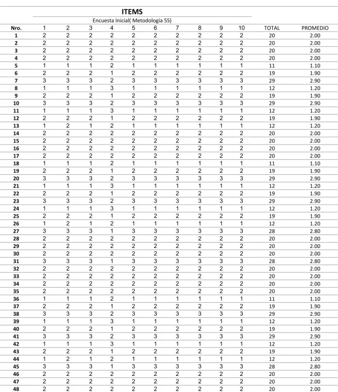 Tabla 14   Encuesta Inicial