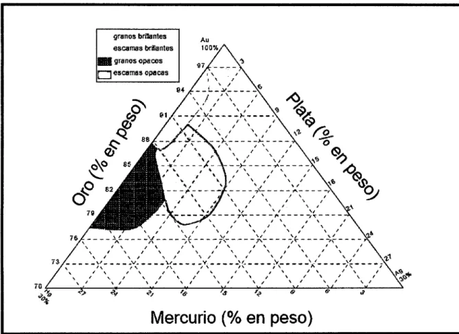 Fig.  6:  Composición de las partículas de oro libre 