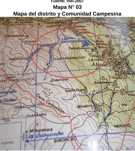 Mapa del distrito y Comunidad Campesina 