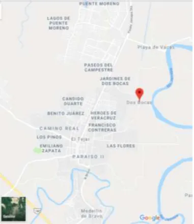 Ilustración 1 En este mapa se puede observar la localización de la central de CC, Dos Bocas.