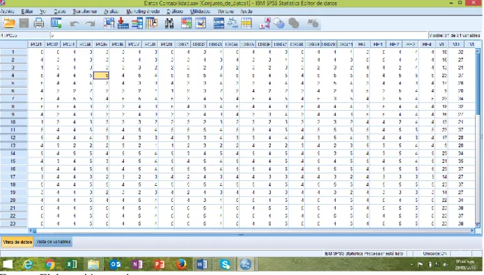 Tabla 05: Datos correspondiente a la encuesta en SPSS 