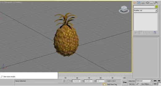 Figura 6. Modelado de una piña utilizando Autodesk 3dsMax 2012. 