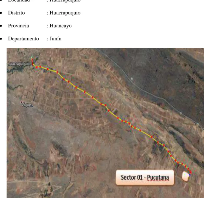 Figura 25: Ubicación del sitio Sector 1: Pucutana. (Google Earth – base de datos 2015)