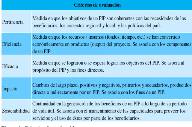 Figura 1: Criterios de evaluación ex post. 