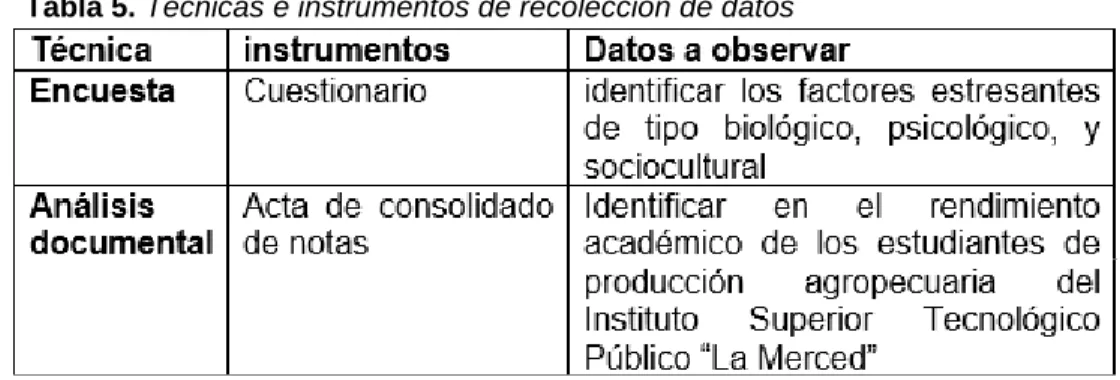 Tabla 6. Escala de valoración del factor estresante 