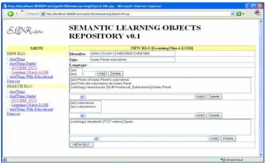 Fig. 7. The creation of a metadata record in SLOR 