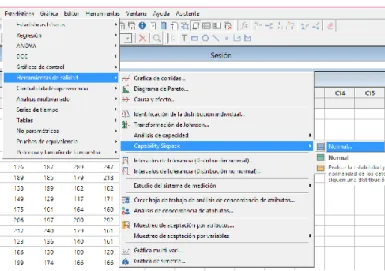 Figura 2 imagen de  como graficar  “Capability Sixpack”. 