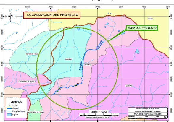 Figura 5. Mapa de ubicación y localización de la microcuenca del río  Chía. 