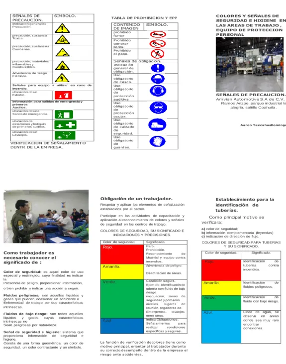 TABLA DE PROHIBICION Y EPP   CONTENIDO 