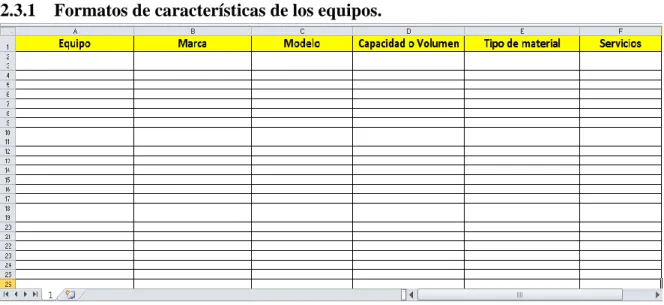Ilustración 2. Formato para captura de datos de los equipos.