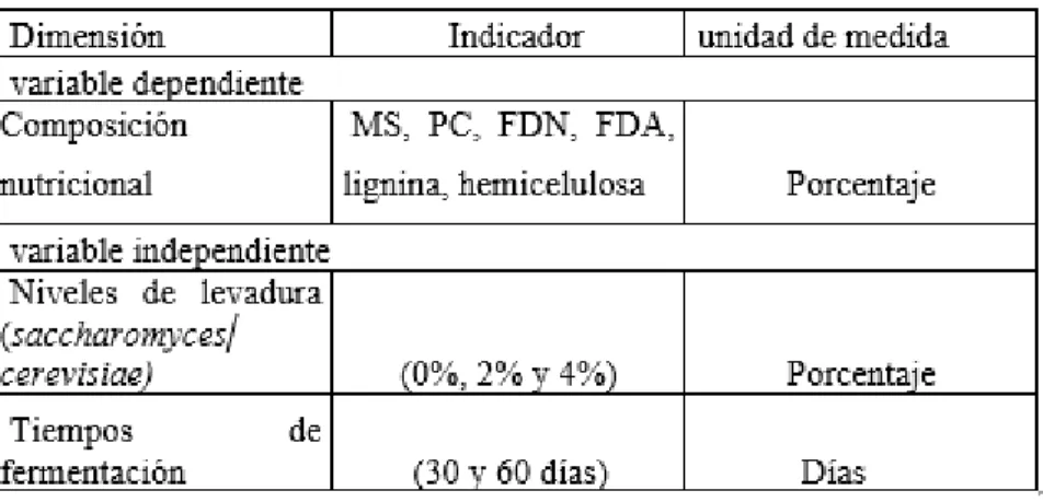Tabla 1 :  Definición operativa de Variables