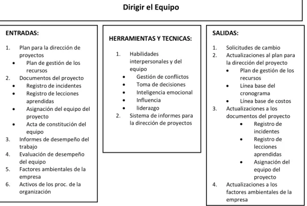 Cuadro 5: Dirigir el Equipo 