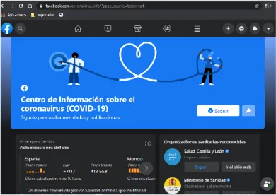 Figura 4. El centro de información sobre la Covid-19 en Facebook. 