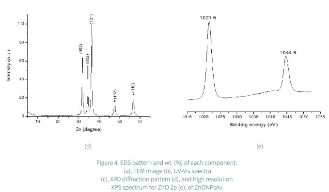 Figure 4. EDS pattern and wt. (%) of each component: 