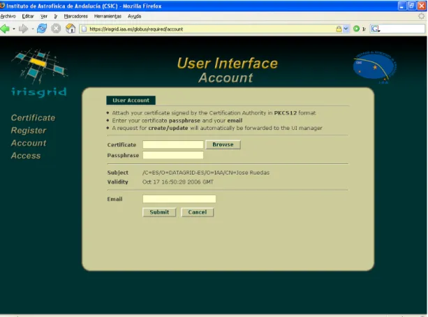 Fig 3.3.3. Solicitud de cuenta de usuario 