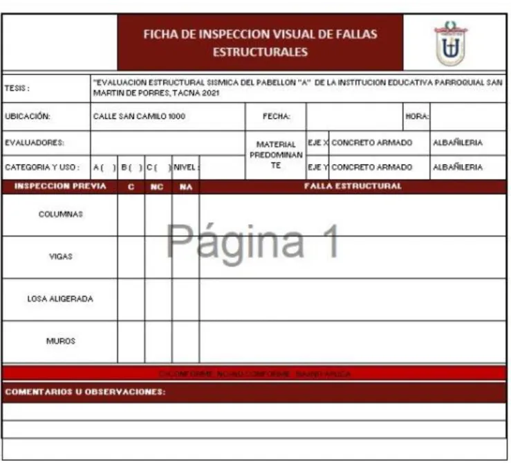 Figura 8: Ficha de Inspección Visual 