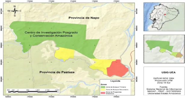 Figura 1. Ubicación de Centro de Investigación, Posgrado y Conservación Amazónica