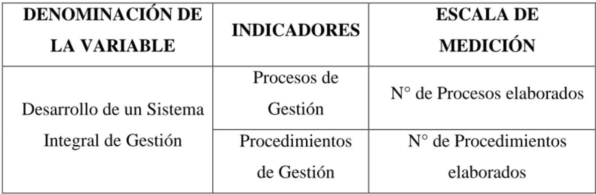 Tabla N°  6: Identificación de Variable Independiente 