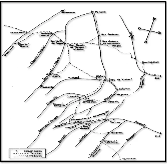 Figura 2.  Mapa del territorio Nomatsiguenga 