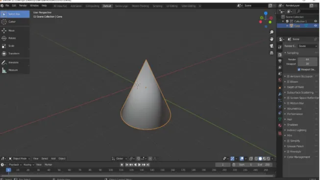 Figura 36  —   Modelo en 3D del cono en Blender