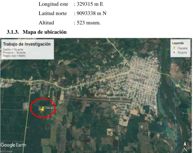 Figura 1.  Mapa de ubicación del campo experimental. 