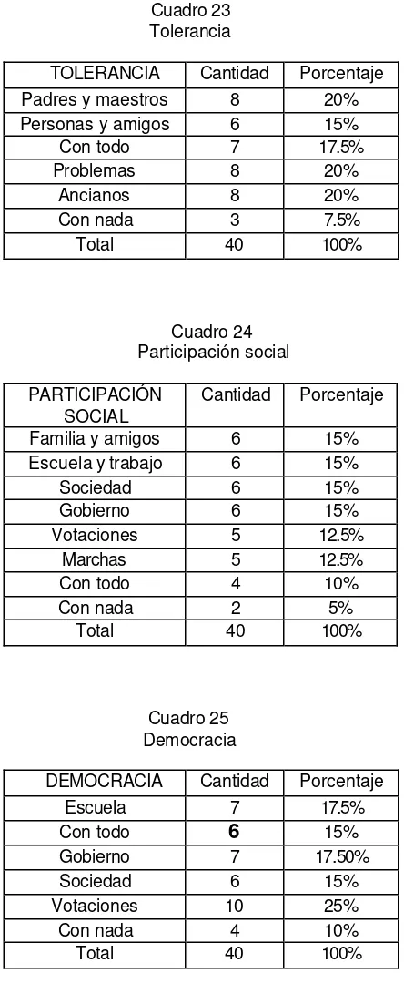 Cuadro 24  Participación social 