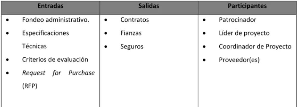 Tabla 7. Elementos en la planeación y ejecución del RFP, tabla de autoría propia