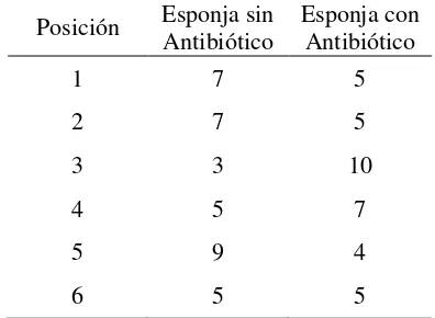 Tabla 2. Posiciones por atractividad asignadas por Test de Tilbrook & Lindsay (1987) entre grupos de ovejas cuyos estros fueron sincronizados con esponjas (MAP) con o sin oxitetraciclina local