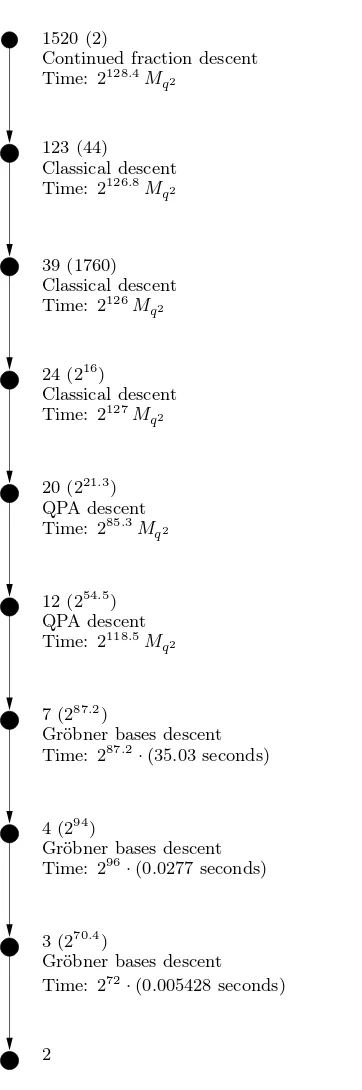 Figure 3.3: A typical path of the descent tree for computing an individual logarithm in