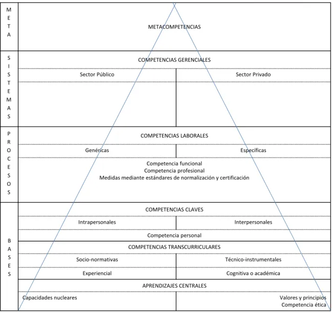 Figura 1.Esquema de clasificación de competencias, adaptado de Climént (2010). 