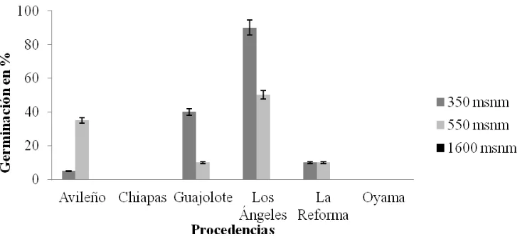 Figura 6. Porcentaje de germinación de semillas de chile piquín, por procedencia por elevación