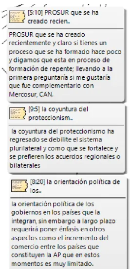 Figura n° 5: Codificación de acuerdos regionales a través de software Atlas TI. 