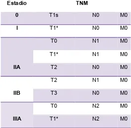 Cuadro 1: Clasificación TNM y estadificación para el CM[10, 12]. 