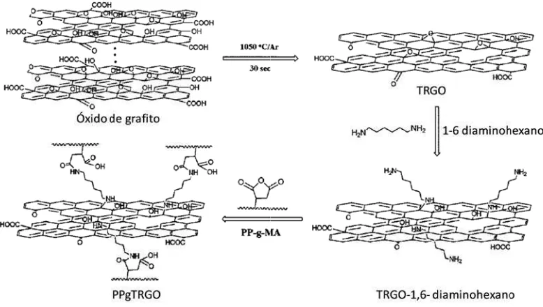 Figuraa 5. Ilustracióón de la rutaa de síntesis utilizada paara preparar PPgTRGO.20 