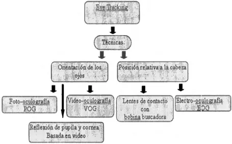 Figura  1.1.  Esquema  de  técnicas y  metodologías para el movimiento d,~  los  ojos 