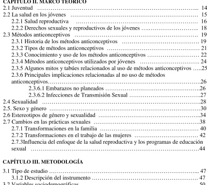 TABLA DE  CONTENIDO  