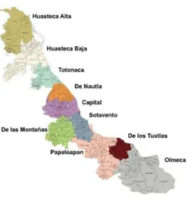 Figura número 14: mapa de la división geográfica de Veracruz. 