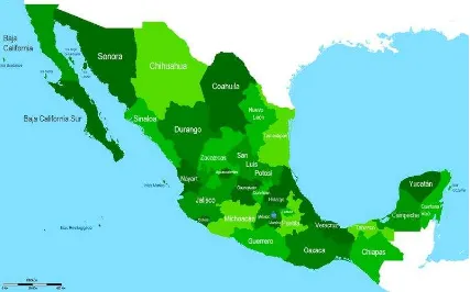 Figura número 1: Mapa división geográfica de México. 