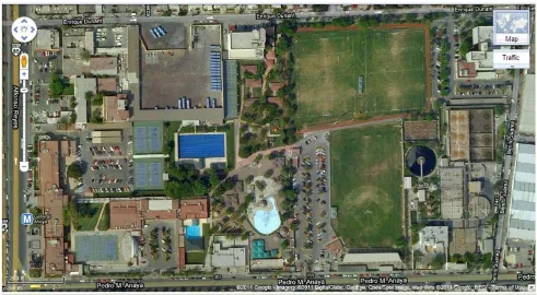 Figura 1. Vista aérea del centro de recreativo Sociedad Cuauhtémoc y Famosa en Monterrey, Nuevo León