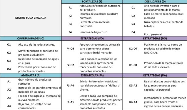 Cuadro 16  Matriz FODA Cruzada 