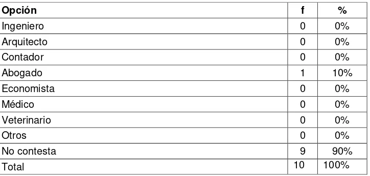 Tabla 12 Otras profesiones 