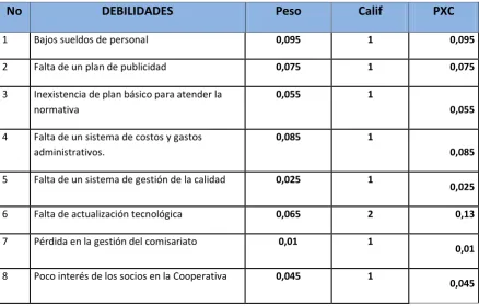 Tabla 4: Matriz de Fortalezas 