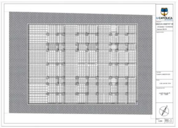 Figura 15: Planta de Cimentación Edificio INNOVA Hábitat 38 [Vivienda+Comercio].                             