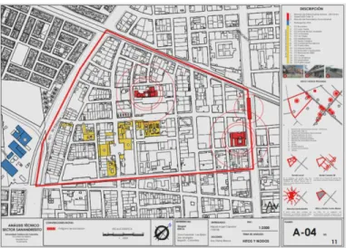 Figura 7: Plano y esquemas Equipamientos Polígono de actuación barrio Ejidos   UPZ 108 zona industrial Bogotá
