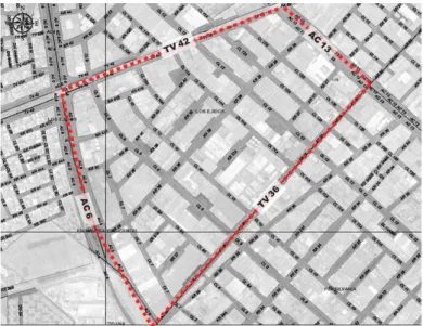 Figura 1: Plano localización Polígono de actuación barrio Ejidos UPZ 108 zona  industrial Bogotá