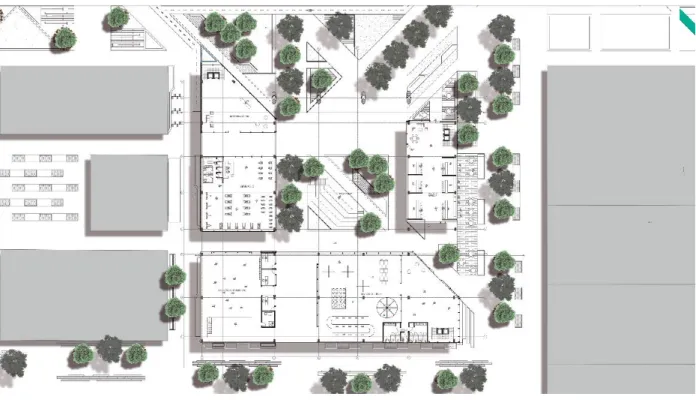 Figura 11: primer nivel, espacios arquitectónico - urbano  Fuente: Elaboración propia (2018) 