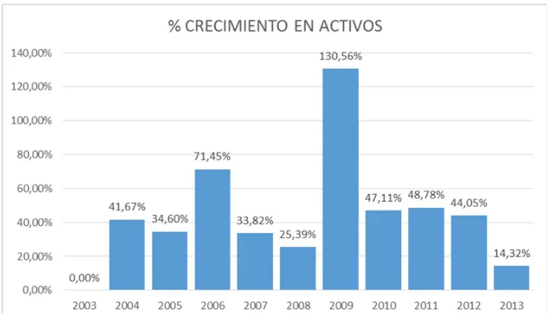 FIGURA 9. Montos de activos por año 