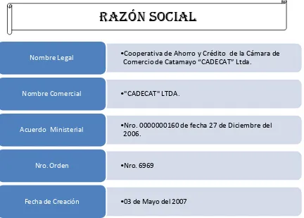Figura  4. Razón Social de la Cooperativa “CADECAT”Fuente: Encalada Flores, Merci Mercedes (2014)  