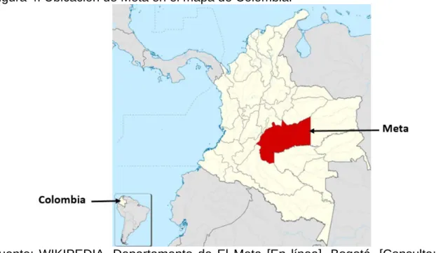 Figura 4. Ubicación de Meta en el mapa de Colombia. 