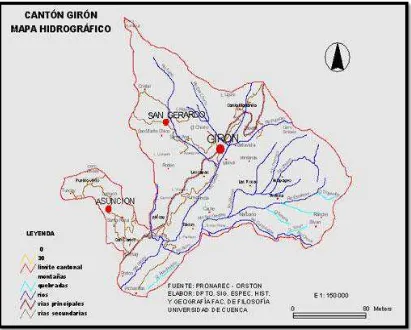 Figura 2: Mapa hidrográfico del cantón Girón 